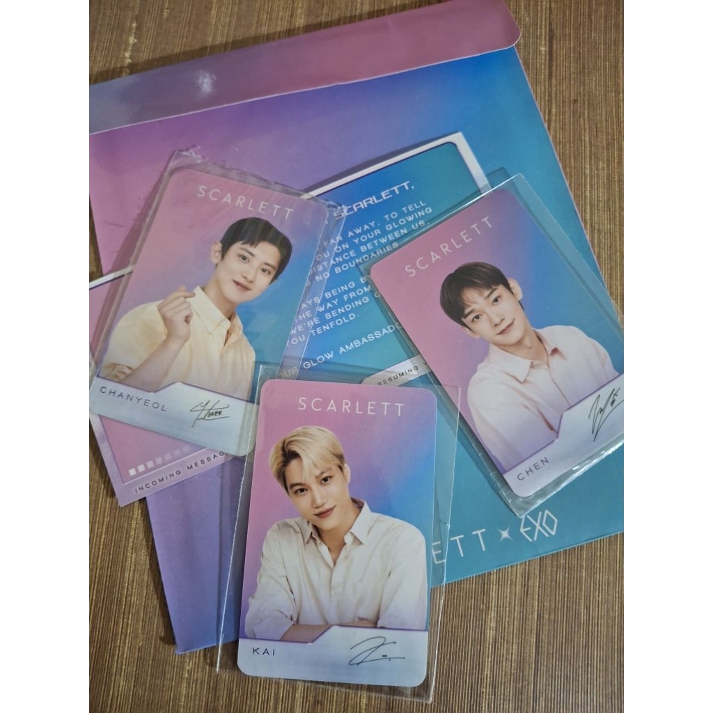 Scarlett EXO PC Set 3 Member Kai Chanyeol Chen + Amplop Official