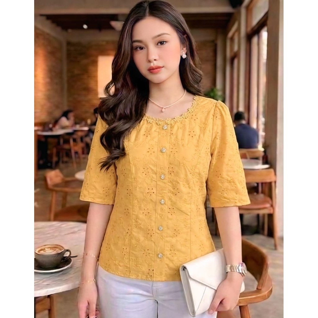 ATASAN BLOUSE KATUN BOLONG PREMIUM WANITA