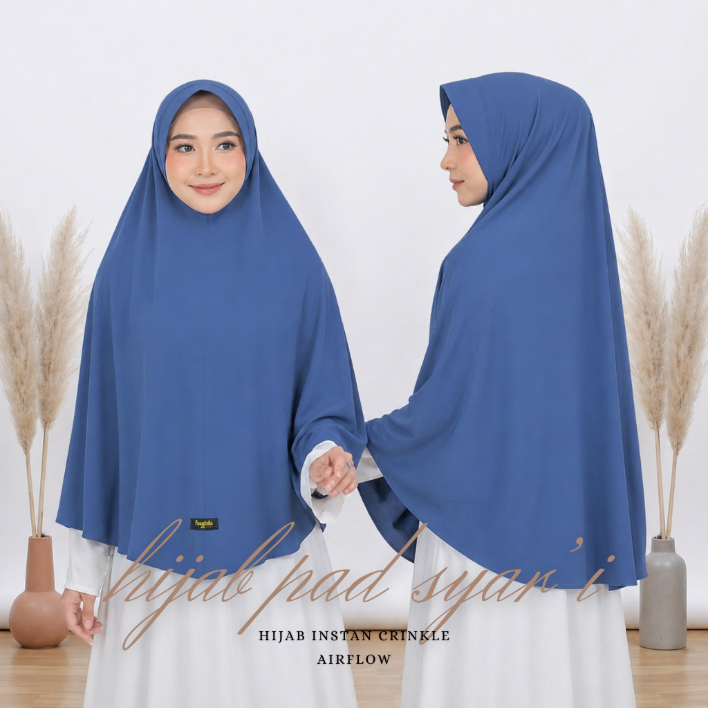 Hijab Bergo Crinkle Airflow Pet Tanpa Tali /Hijab Instan Crinkle Pet Antem Size XL