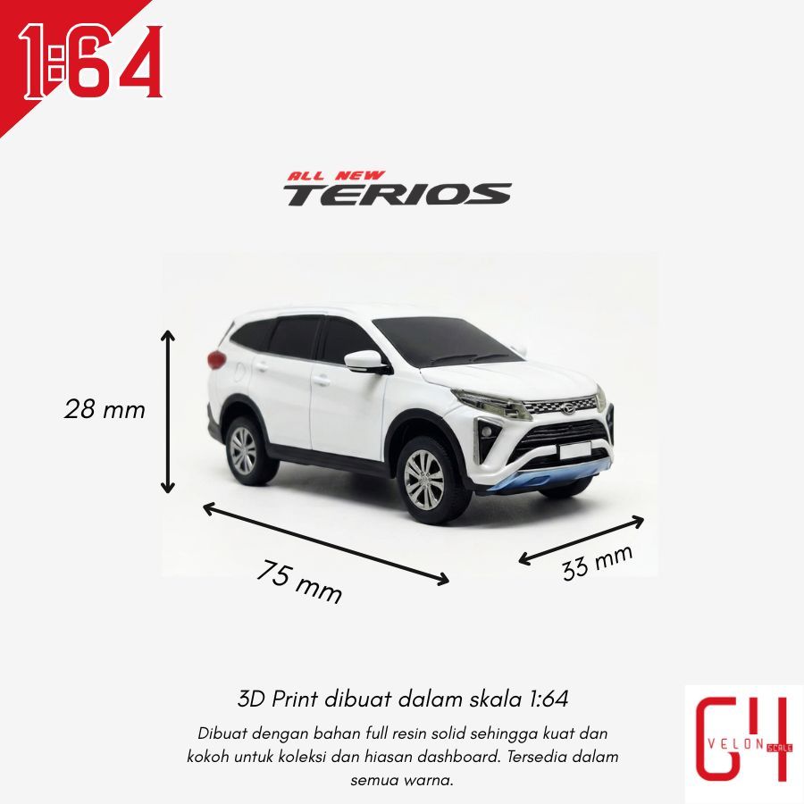 Diecast/Replika/Miniatur  Daihatsu Terios  2022 3D Print Skala 1:64 Full Custom