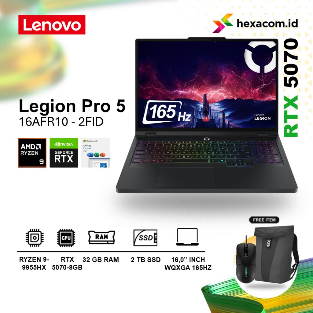 Lenovo Legion Pro 5 16AFR10 OLED Ryzen 9 9955HX RTX™5070 32GB 2TB SSD 16.0" WQXGA 165Hz