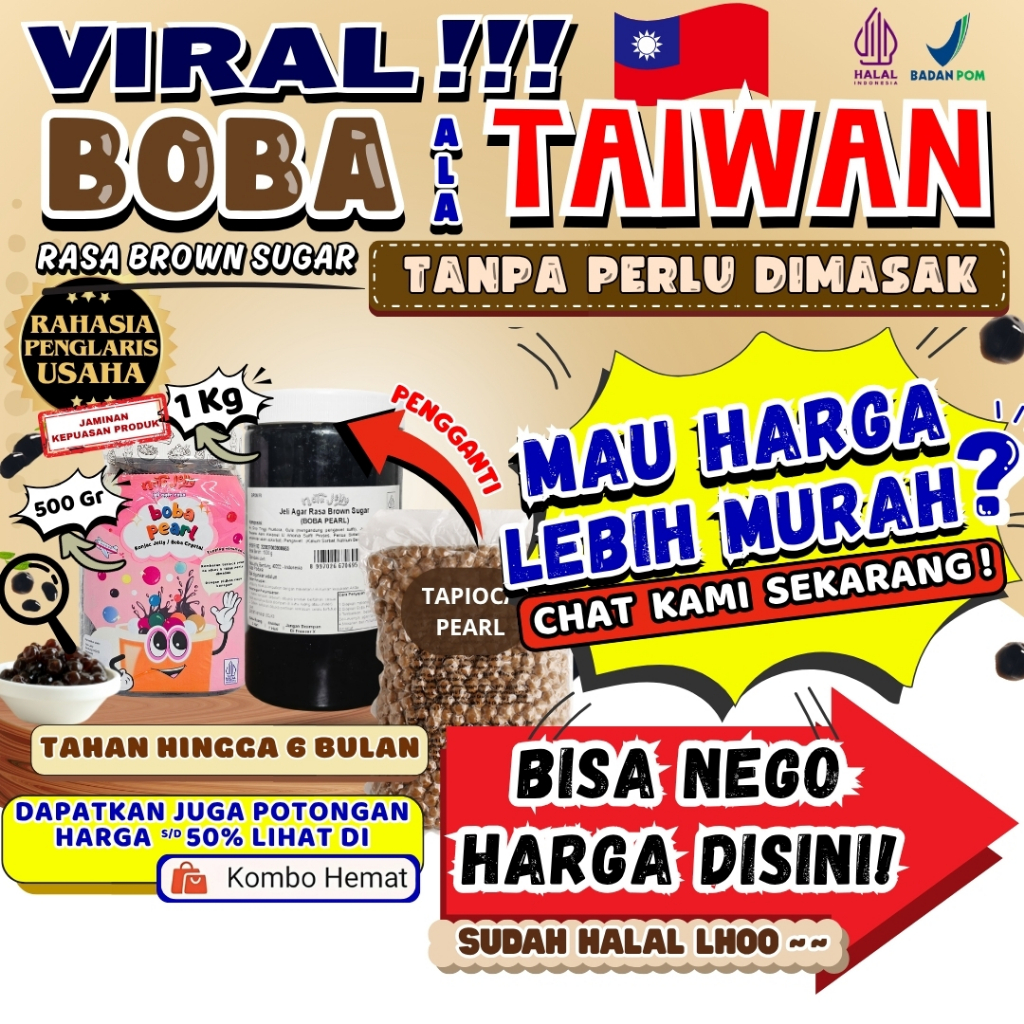 Boba Tapioca Pearl Jelly Siap Saji - Boba Bubble Brown Sugar Instant 1 Kg Tanpa Perlu Dimasak | Coco