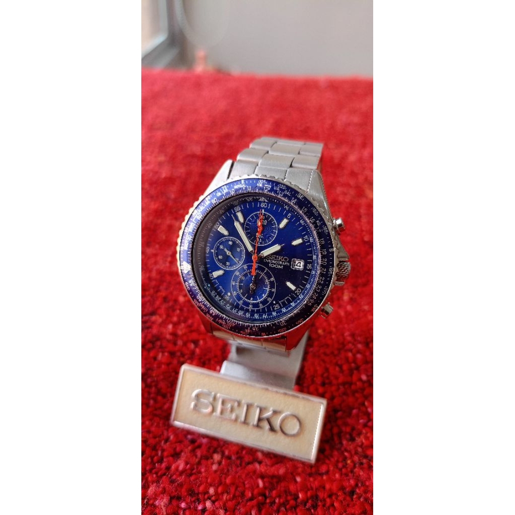 jam vintage seiko flightmaster blue dial
