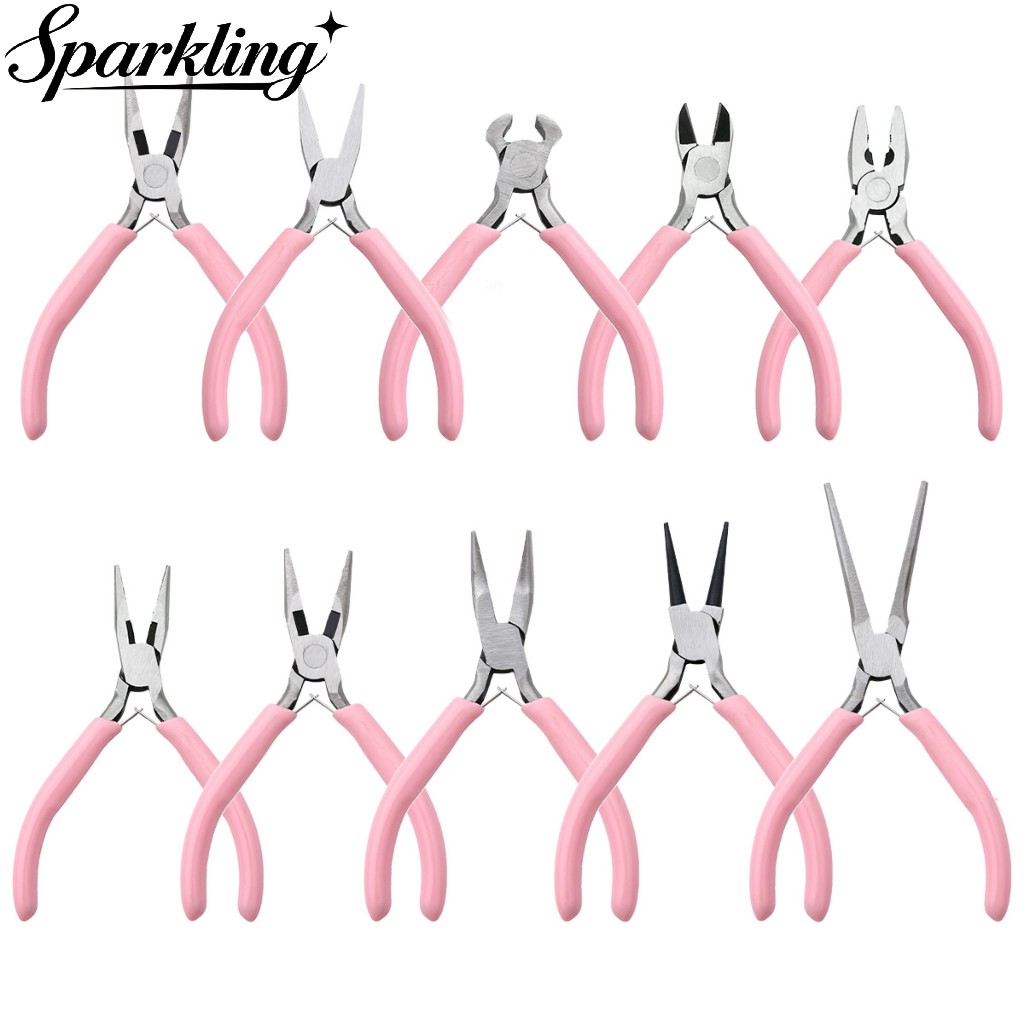 Set Mini Tang 5 Model: Diagonal, Round, Bent, Needle Nose, Cutter - Untuk Kerajinan Manik & Perhiasa