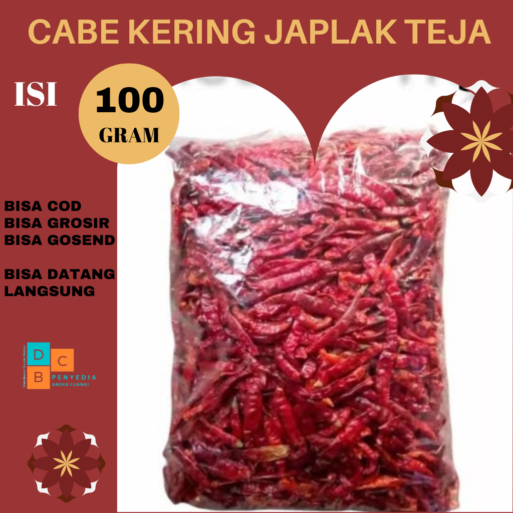 cabe kering Teja Asli Garut murah 100gr - cabai merah - cabe bubuk - bumbu bakso Aci - seblak - baso