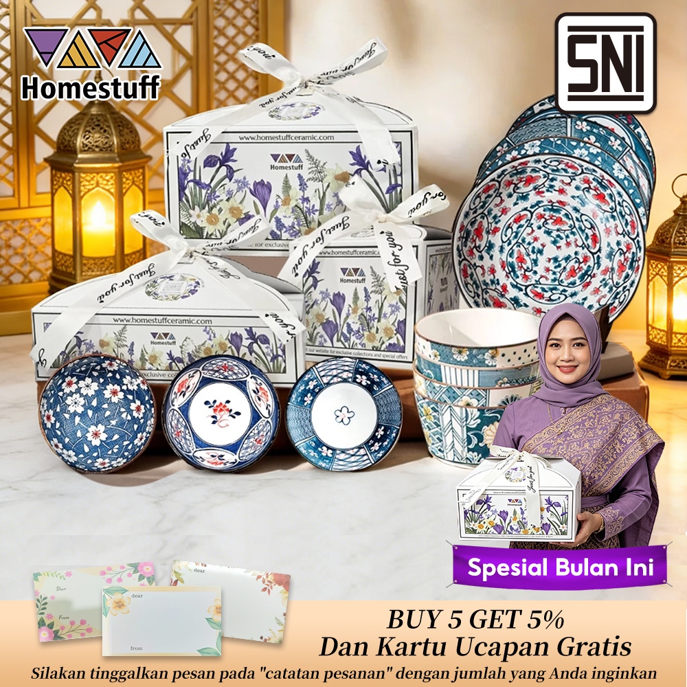 [Violet Box Series] HOMESTUFF Hampers Set Piring dan Mangkok Mewah Gratis Box -SNI- Kado Parcel Souv