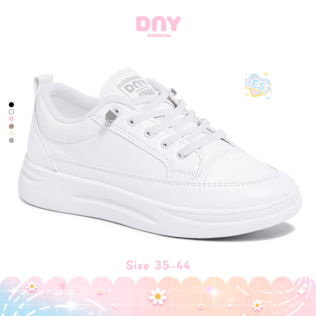 Sepatu Boarding Putih Wanita Korean Style, Tinggi Tambahan Dalam, Sepatu Kasual Flat Ringan