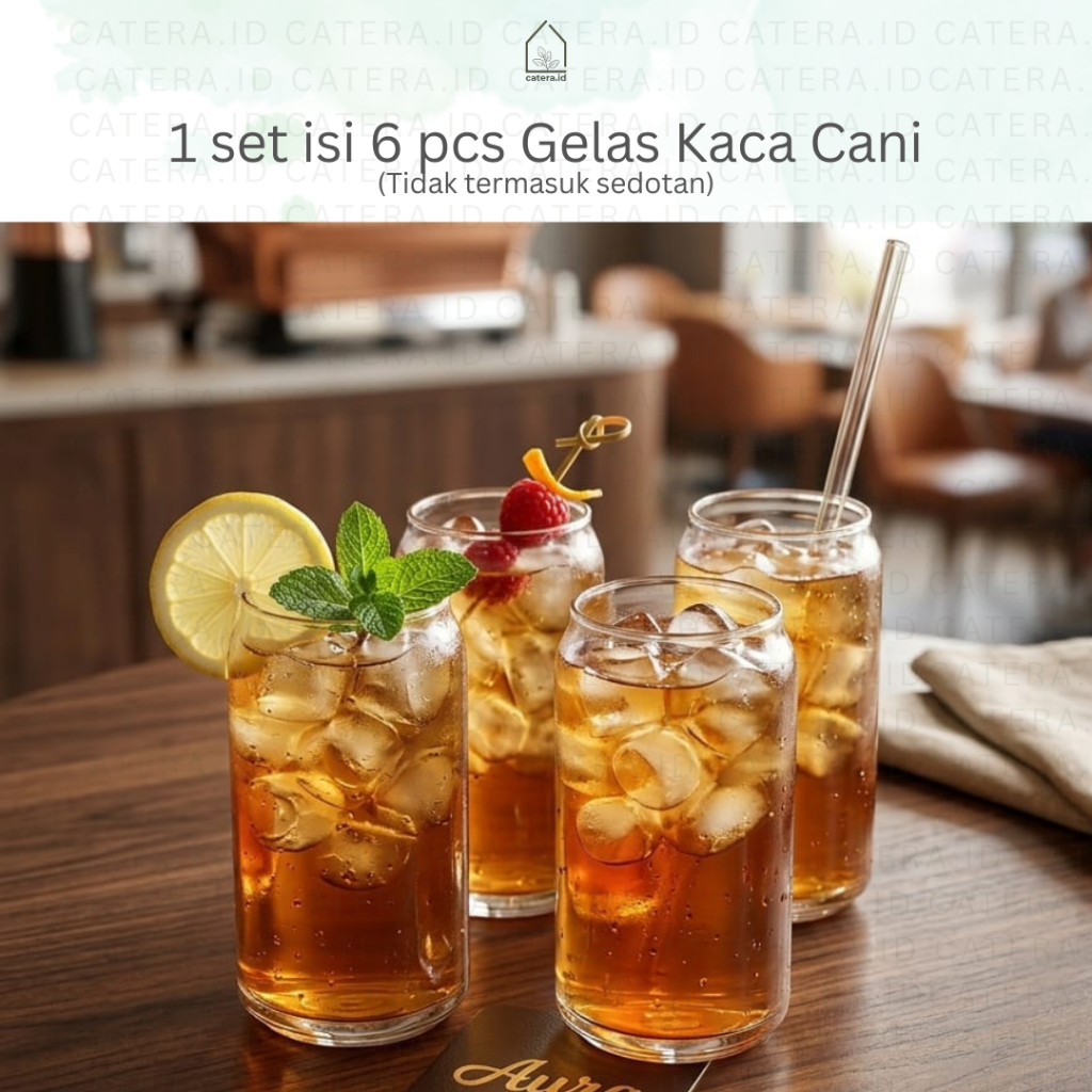 Catera.id/1 Set isi 6 buah Gelas Citinova Cana 550 ml / Gelas Kaca Tinggi / Gelas Mojito / Gelas Jus