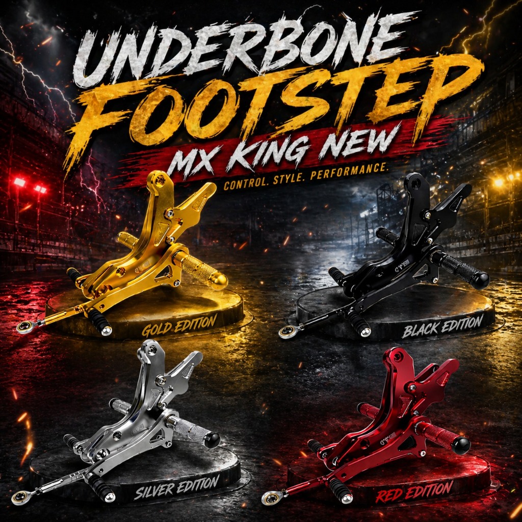 Underbone Footstep MX King New CNC Racing | Full Set Kiri Kanan | Kuat & Stylish