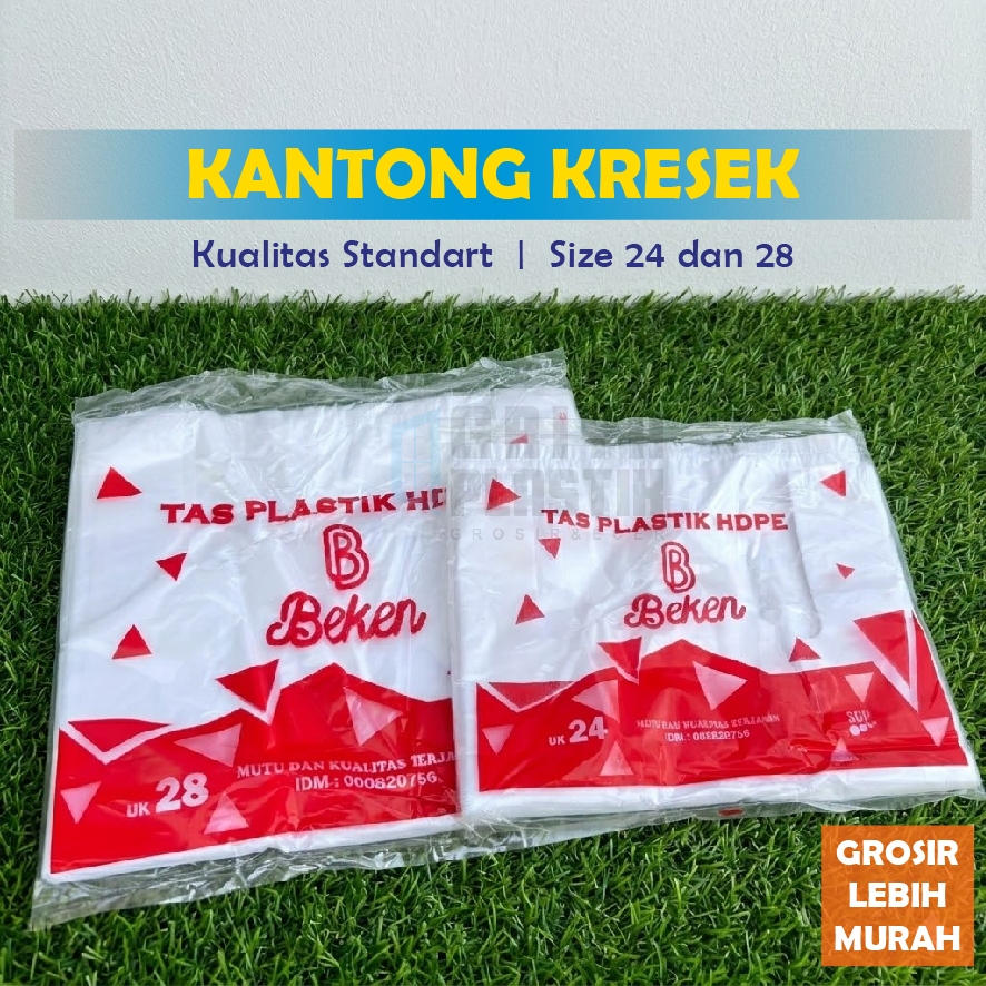 Kresek BEKEN size 24/28 | Kantong Kresek Tanggung dan Besar | Kresek HDPE | Kresek Bening Transparan