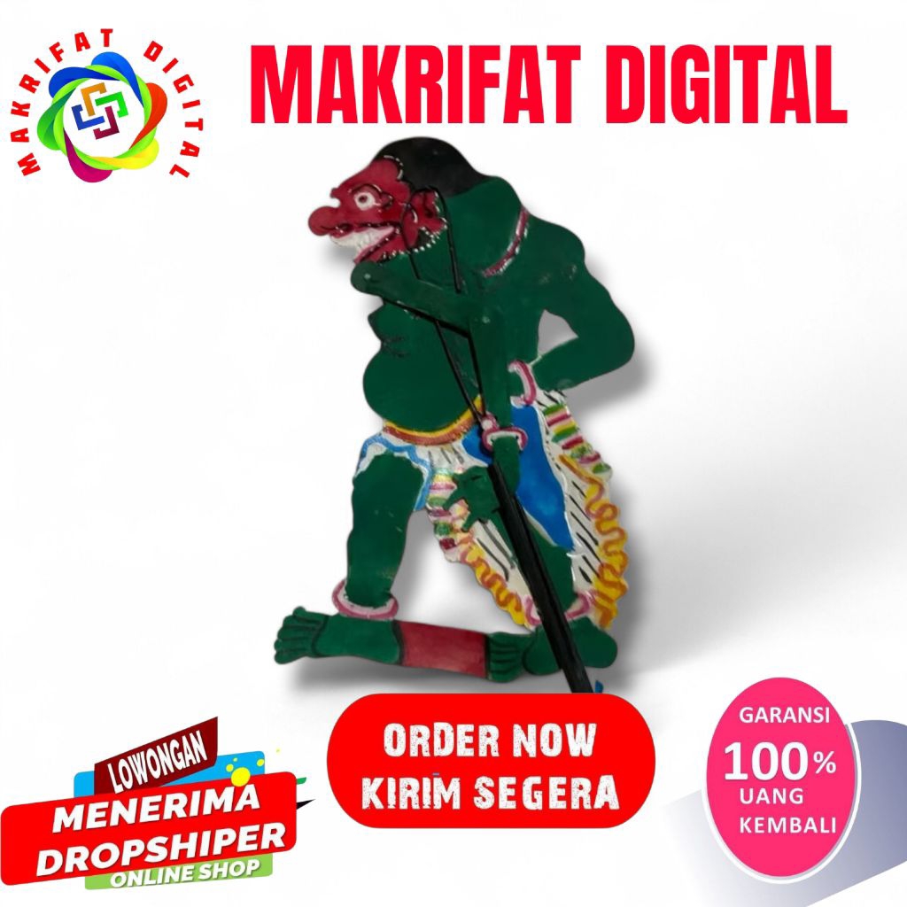 ZACK MART WAYANG kulit BUTO IJO GUNDUL BAHAN KULIT SAPI TEBAL -+ 45 CM