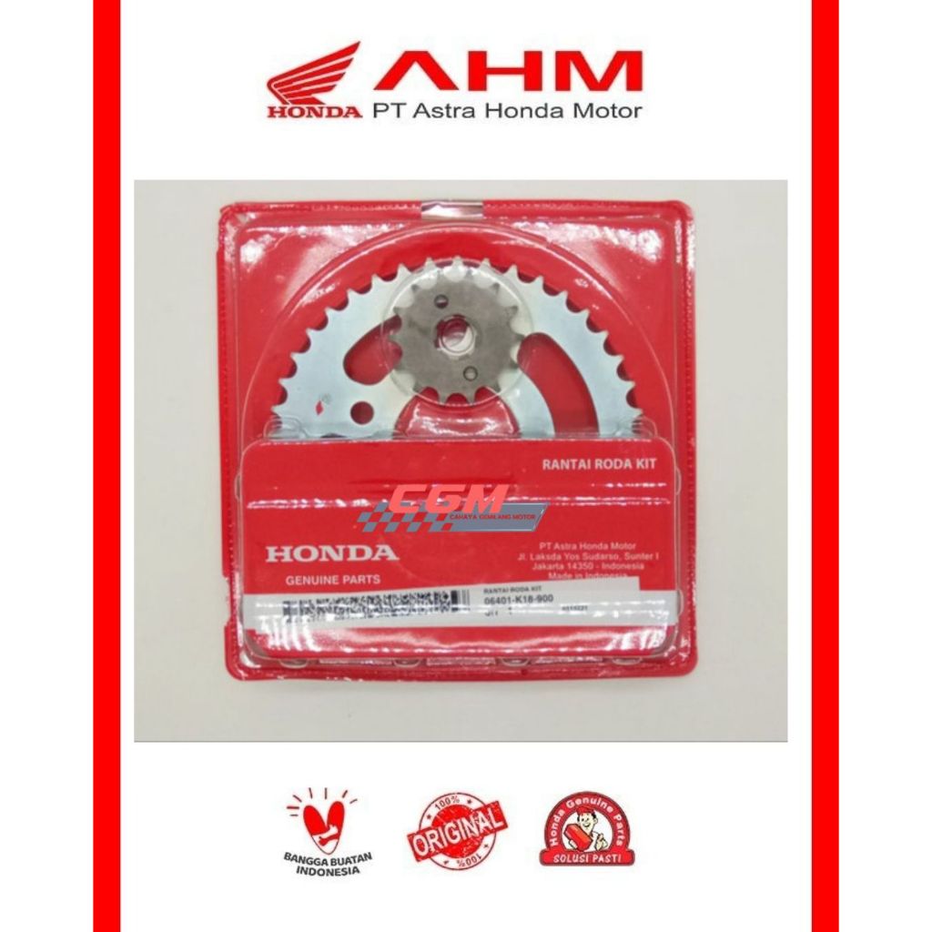06401 k18 900 gear set gear rantai roda, gear set verza, verza 150 asli honda ahm, ori honda