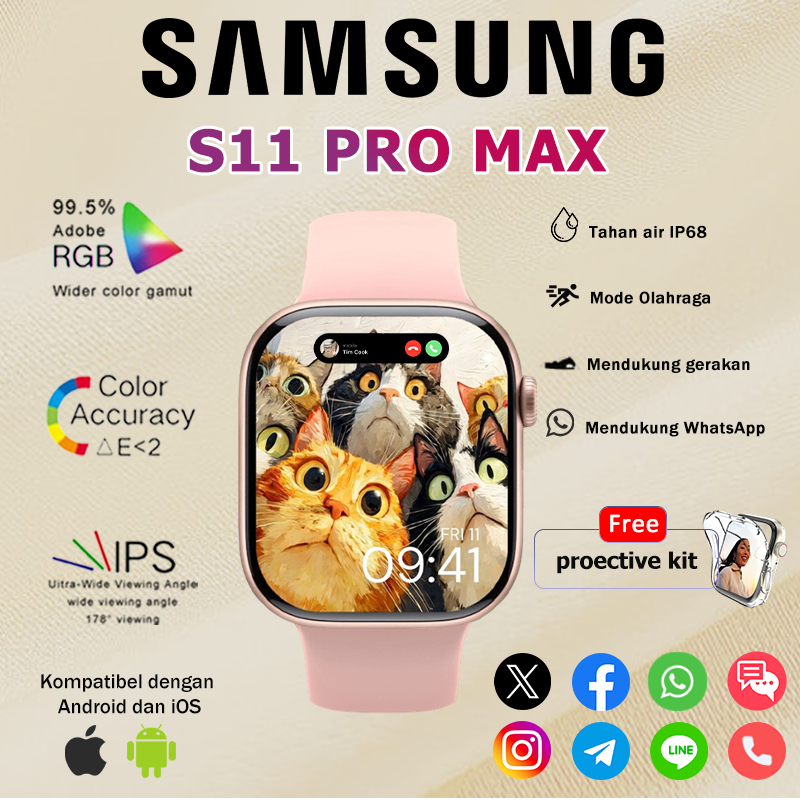 SAMSUNG Smartwatch 11 pro max 1.9inc Waterproof Bluetooth Call  jam tangan smartwatch Wanita Pria Mo