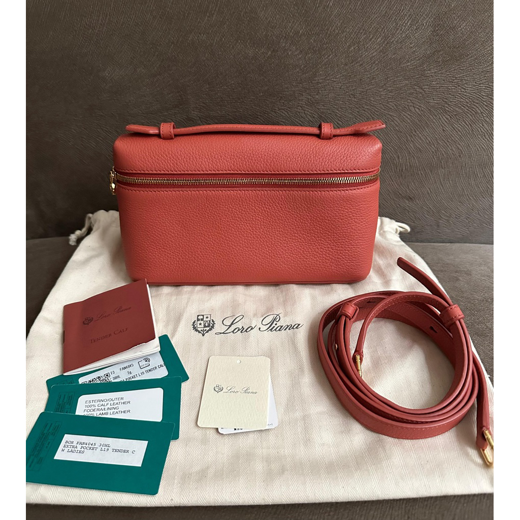 Loro Piana 19 Coral Fiction GHW Sling Bag