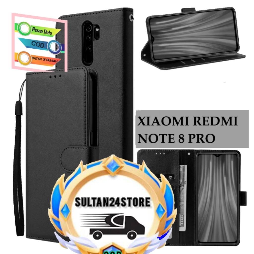 case leather flip case dompet for Xiaomi Redmi Note 8 pro