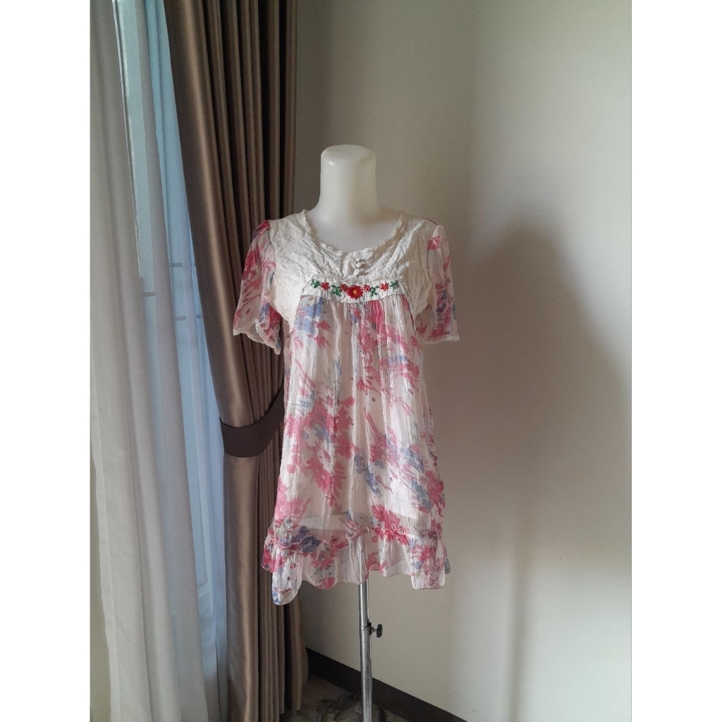 Floral Babydoll, Floral Blouse Sifon Mix Katbol, Floral Minidress