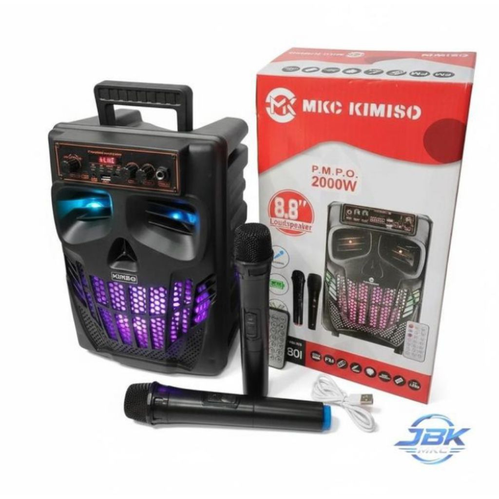 PALING BESARSpeaker Bluetooth Kimiso 8.5inc Subwoofer aktif Mp3 player 7081 Gratis Mic karaoke playe