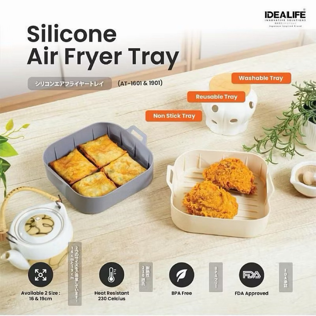 IDEALIFE Air Fryer Silicon - 19cm Basket Keranjang Baskom Air Fryer Silikon