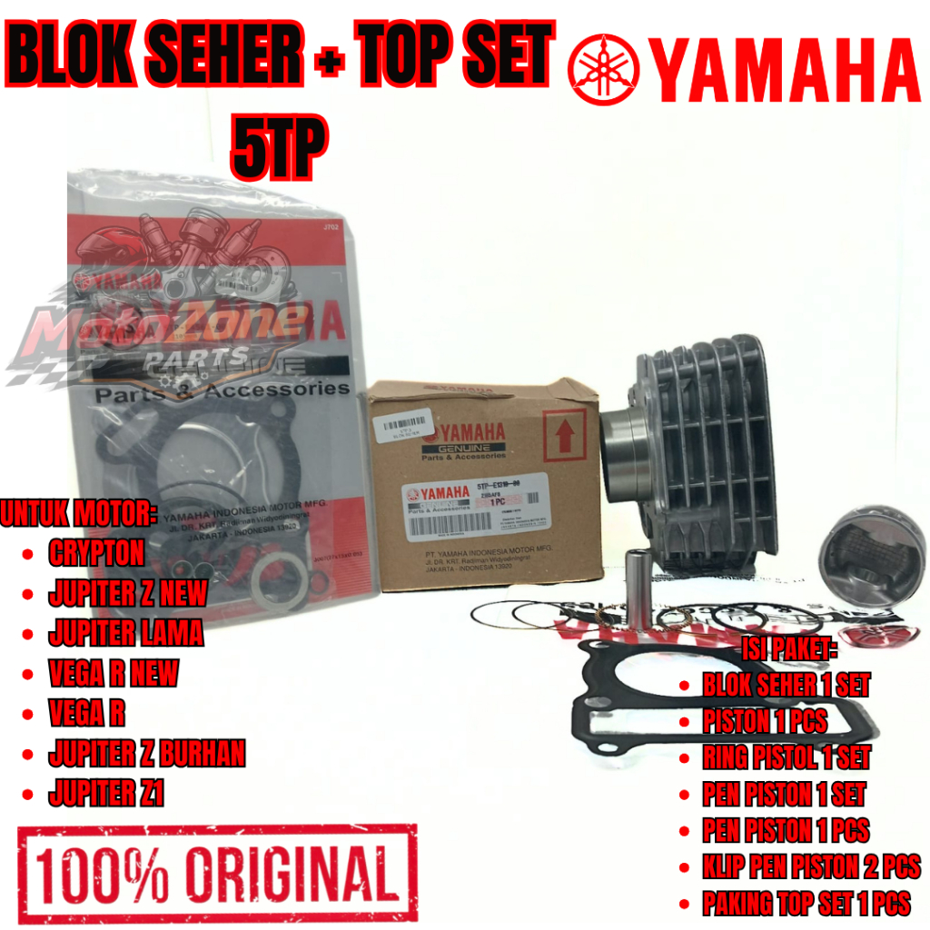 BLOK SEHER + TOP SET KODE-5TP PAKET KOMPLIT ASLI ORI YAMAHA JUPITER Z VEGA R NEW ASLI ORI  .