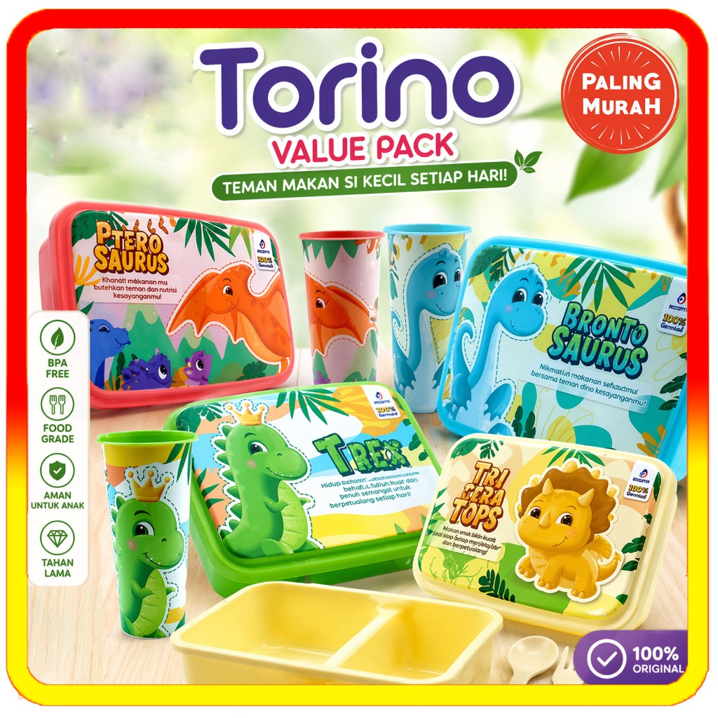 LUNCH BOX TORINO/KOTAK MAKAN DAN BOTOL/ TEMPAT MAKAN BOTOL VALUE TORINO SET LUNCH BOX SET TORINO KOT