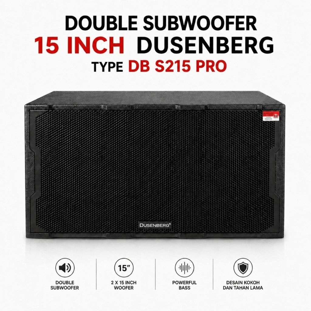 Subwoofer Double 15 Inch DUSENBERG DB S215 PRO – Bass Super Nendang Power Besar Cocok Karaoke, Event