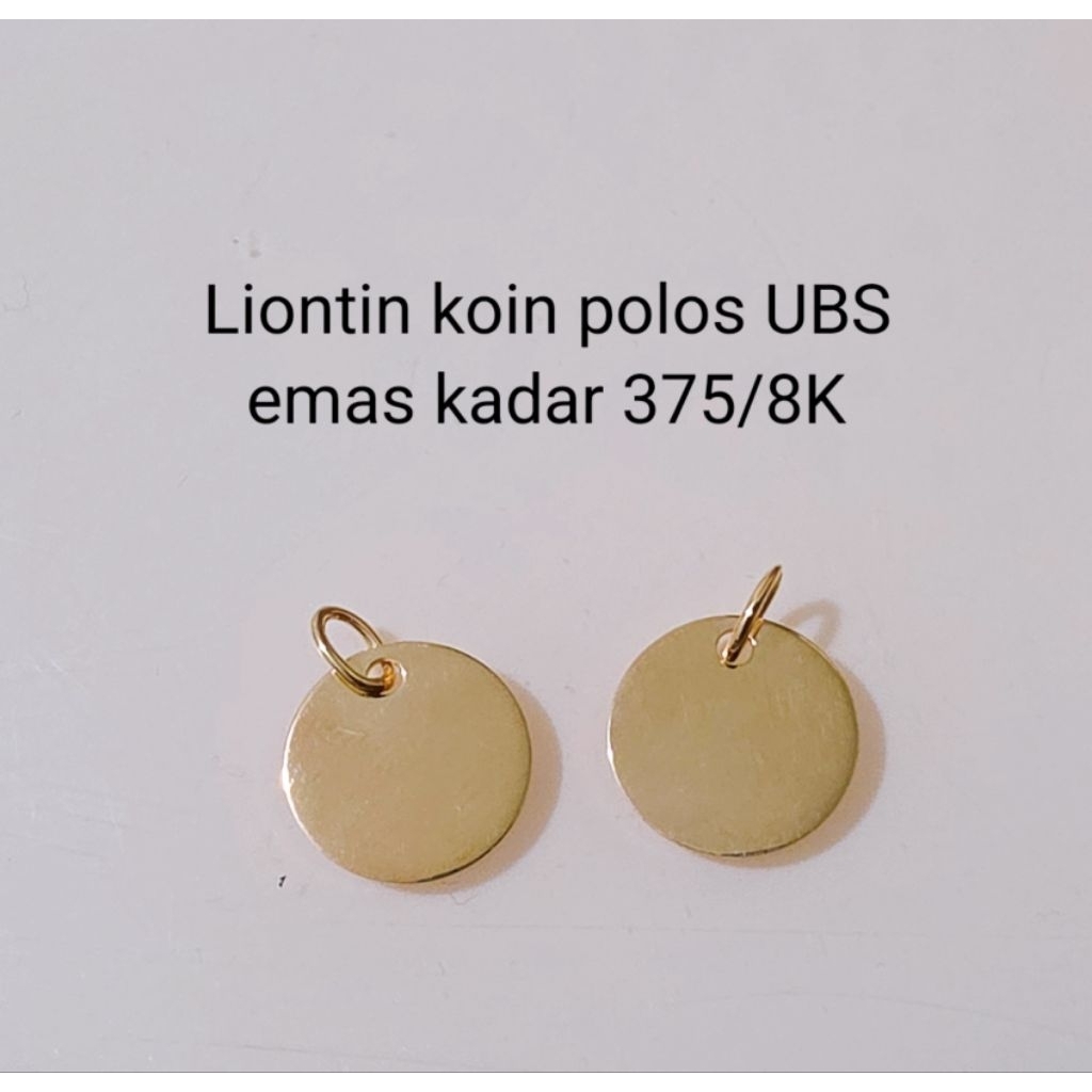 Liontin emas koin polos U B S emas kadar 375/8K (0.50gram)