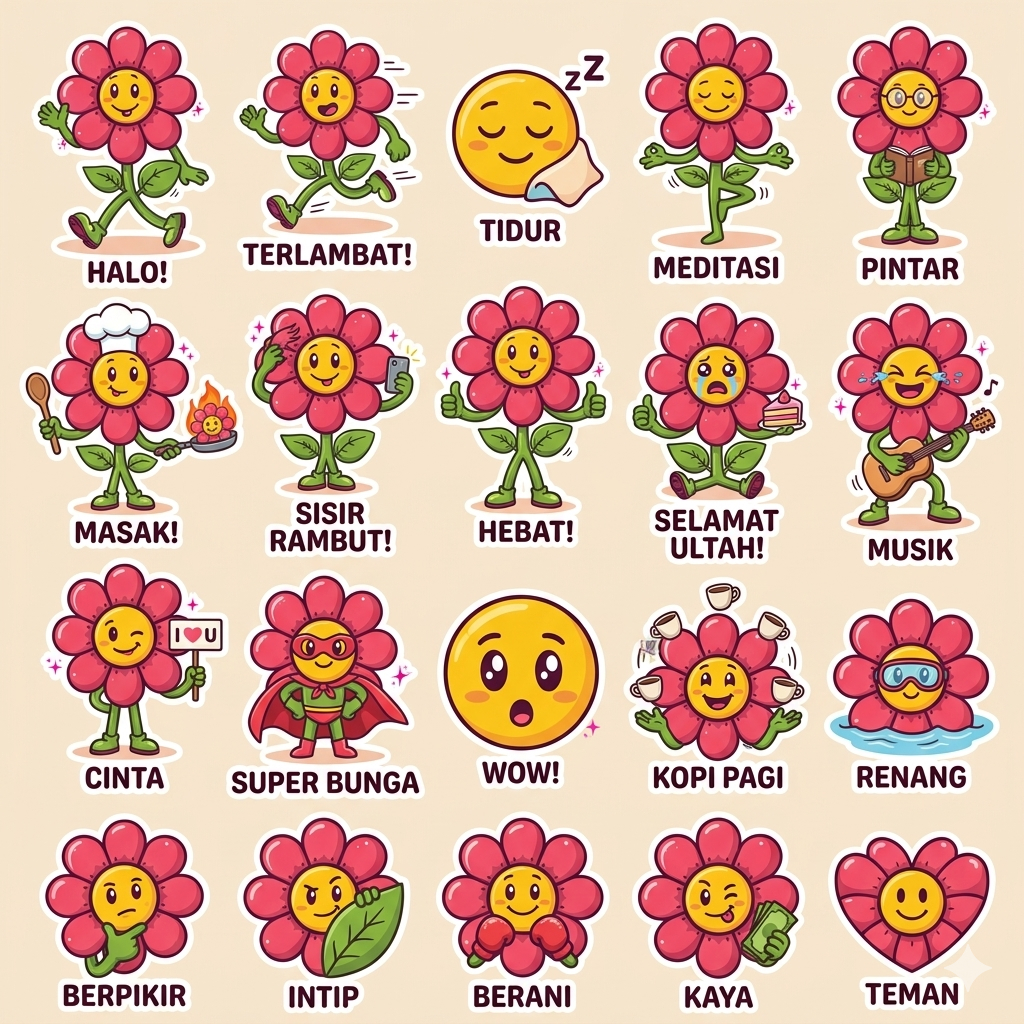Stiker Kartun Aesthetic 200 Lembar - Lucu, Tahan Air, Model Acak