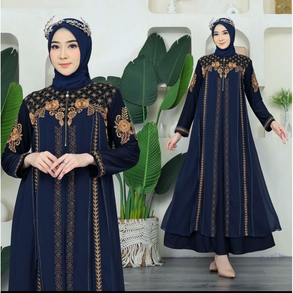 Abaya Turkey Bahan Jersi Kombinasi Ceruti Model KHADIZAH WARNA BUSUI Terbaru