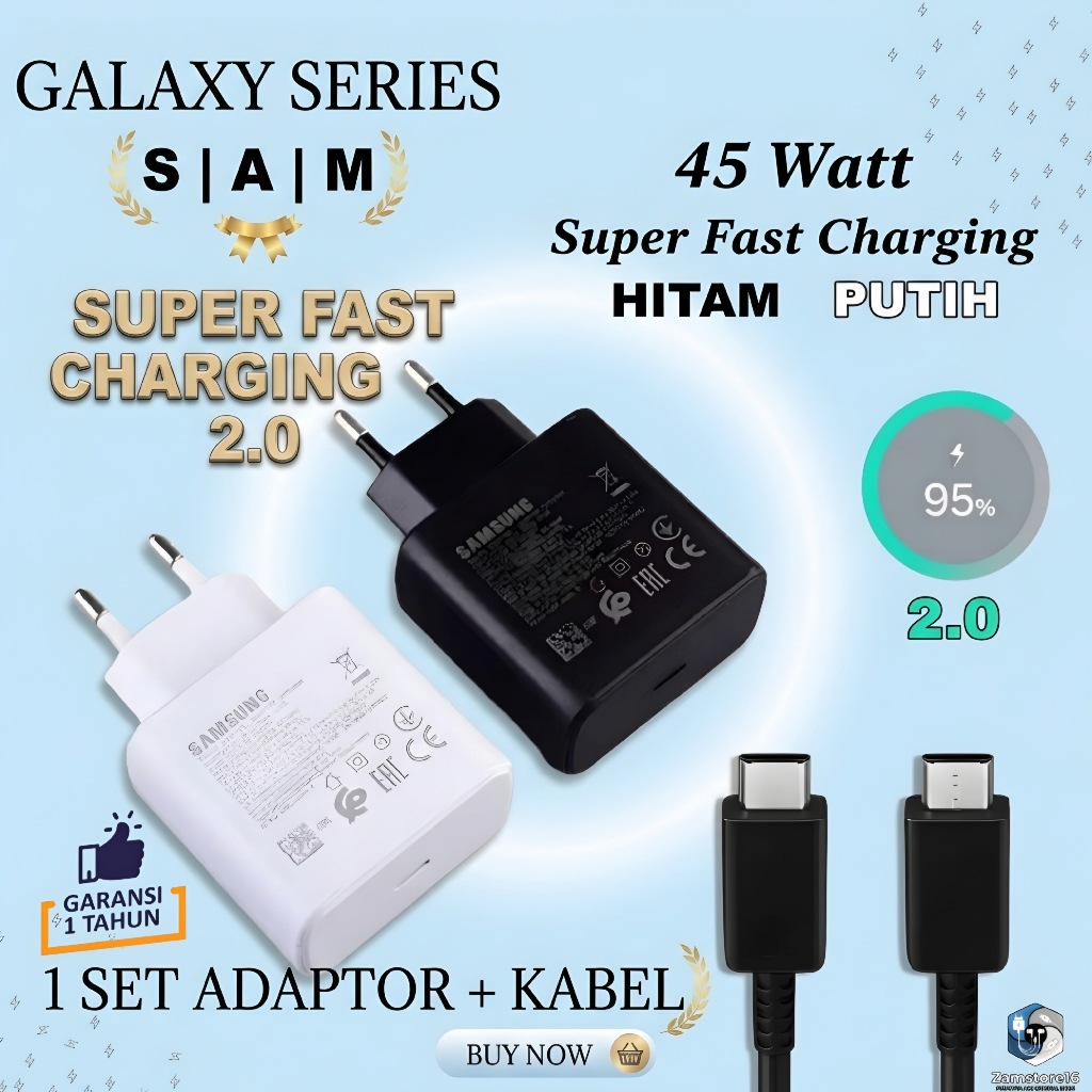 [ ASLI] Charger FOR Samsung Galaxy EP-TA845 45W 45Watt USB C ORIGINAL 100% Note10Plus 5G a91 Note10+