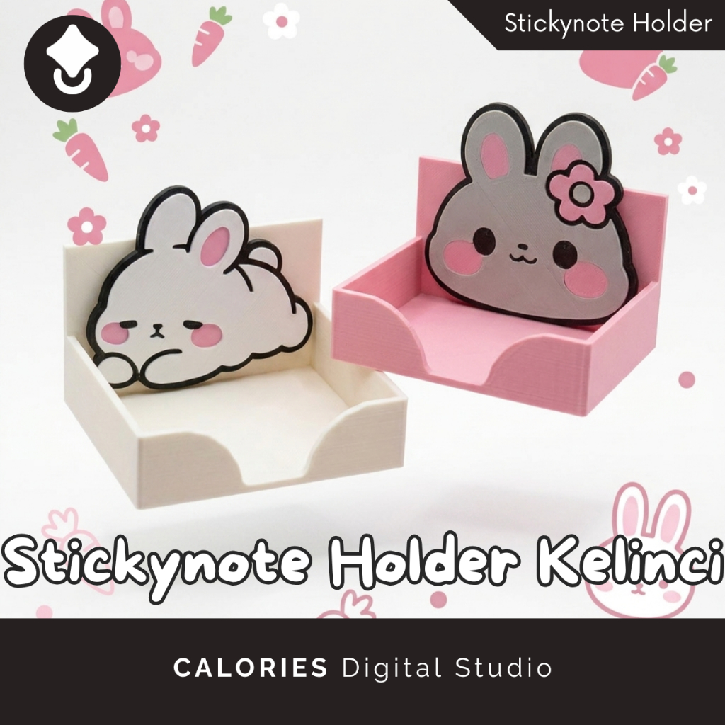 Stickynote Holder Kelinci Lucu Rabbit Memo Note Organizer Meja Kantor Aesthetic Aksesoris Stationery