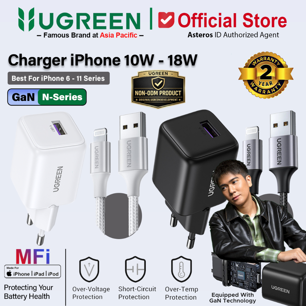 UGREEN Charger MFi iPhone 5 6 7 8 X XR Xs USB Lightning Fast Charging 10w 18w