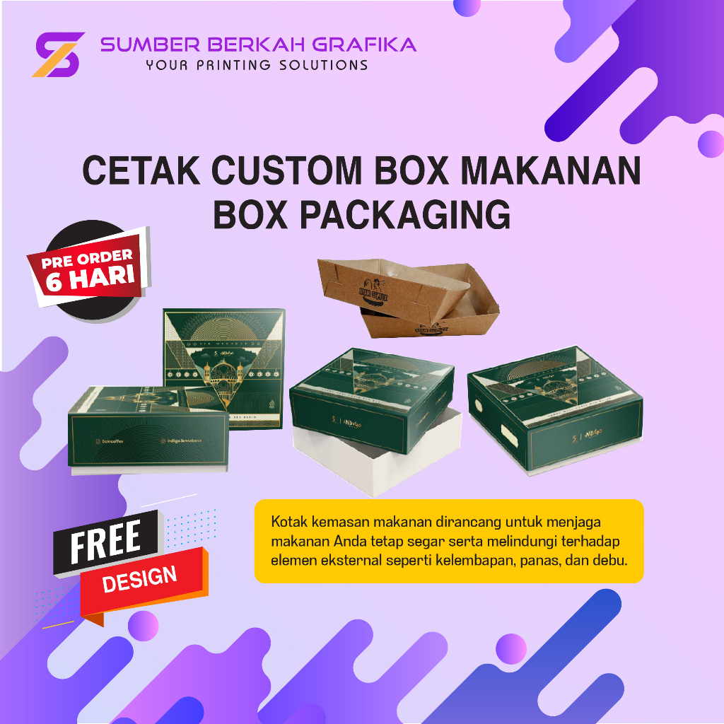 CUSTOM BOX PACKAGING/KEMASAN KUE/BOX NASI PADANG/BOX MAKANAN
