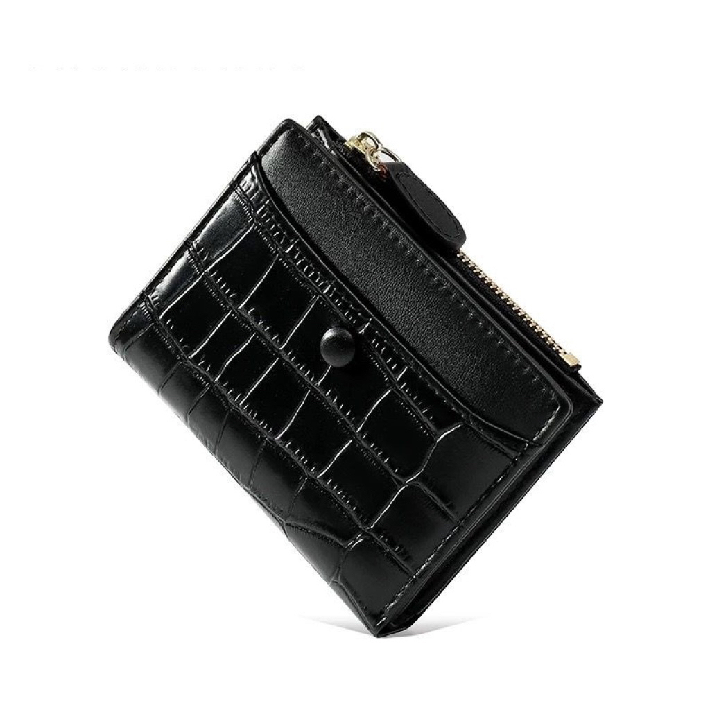 Dompet Wanita Mini Elegan Motif Croco | Dompet Lipat Kecil Resleting Multifungsi