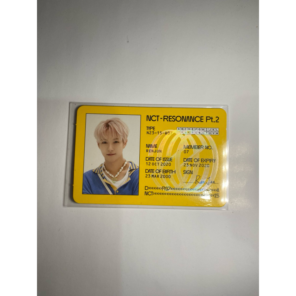 Official Photocard Id Card Renjun Departure Resonance pc renjun nct dream