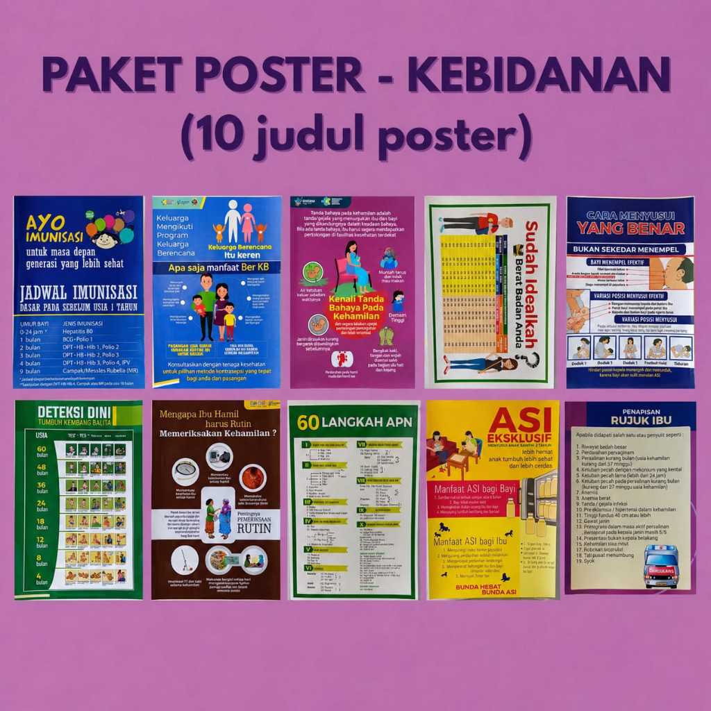 Kesehatan - Paket 10 Poster Kebidanan Terlengkap | Media Edukasi Kebidanan | Paket Hemat Kebidanan