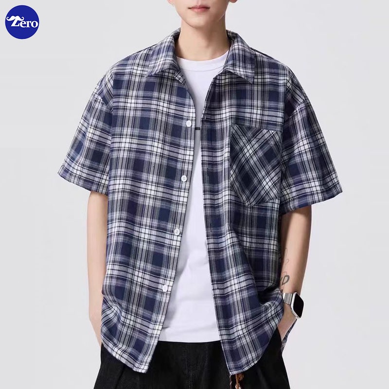 Kemeja Flanel Pria Lengan Pendek Kemeja Motif Kotak Kotak Premium Distro Jumbo