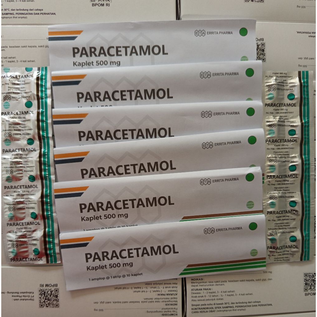 PARACETAMOL TABLET GENERIK buat Demam, gigi, kepala. paracetamol /Lembar. Exp 2030.