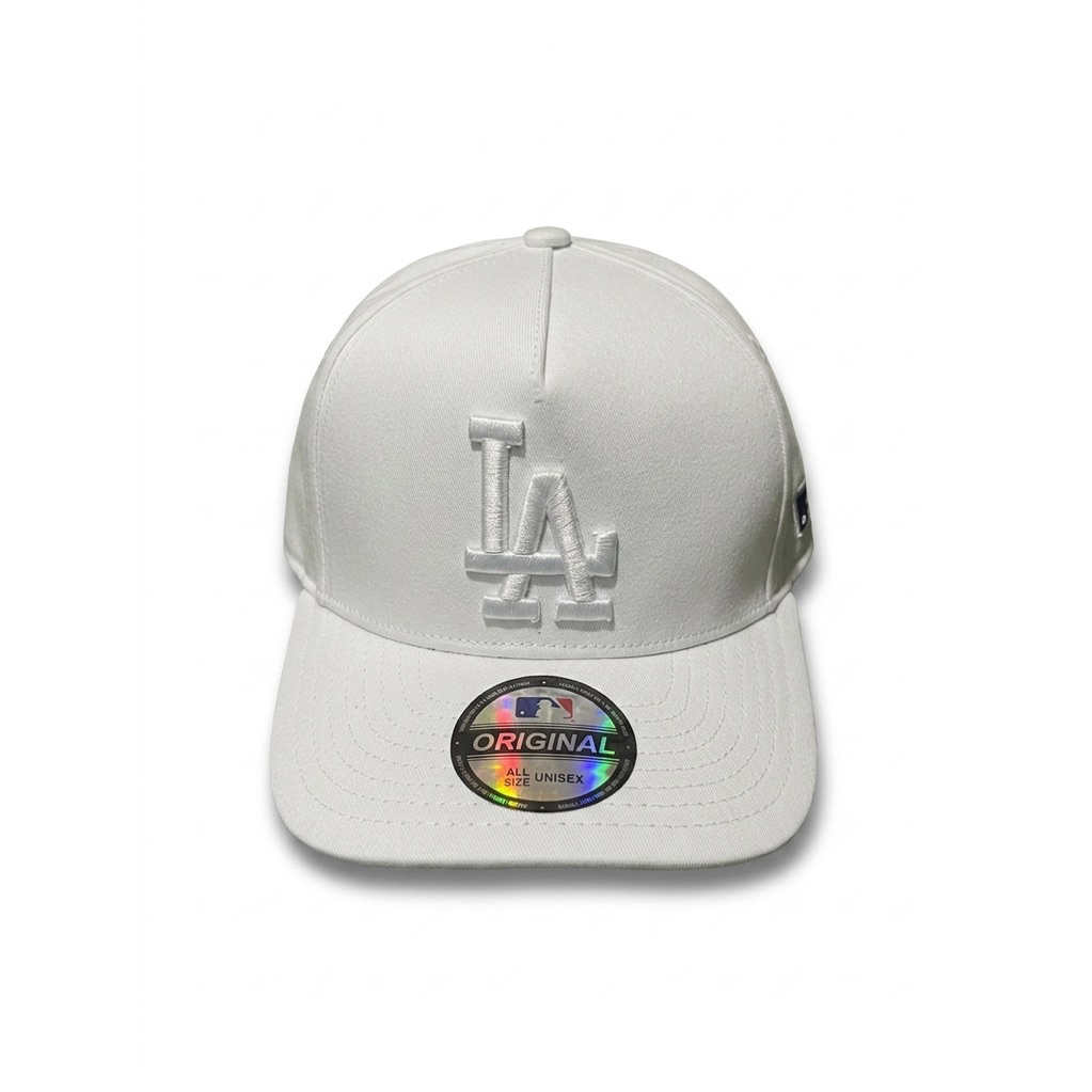 Topi Pria Wanita Logo LA Putih Bahan Putih Premium