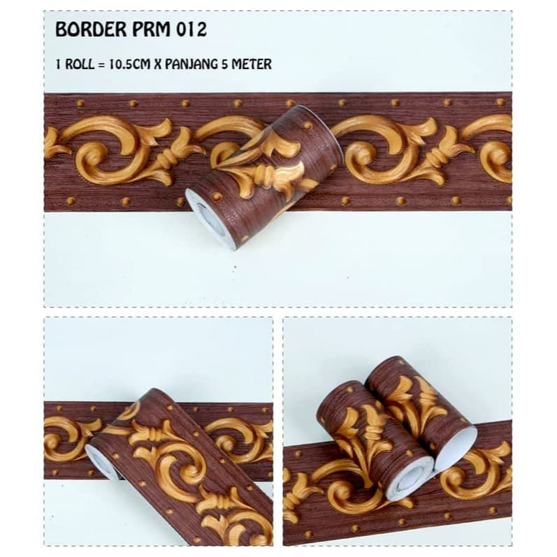 WALLPAPER BORDER STICKER PREMIUM PRM 005 012 MOTIF BATIK COKLAT TUA DAN MUDA BROWN LIS DEKORASI TEMB