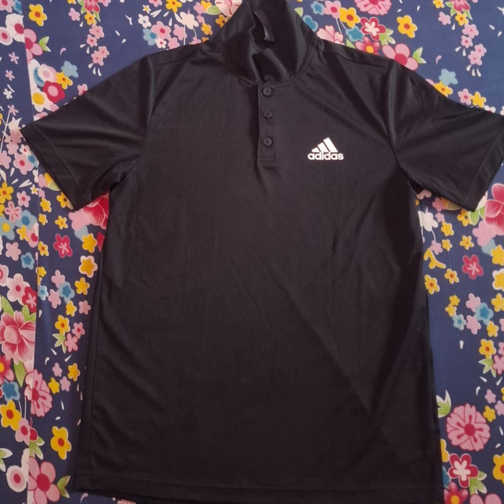 Kaos Polo Adidas Hitam Polyester Original