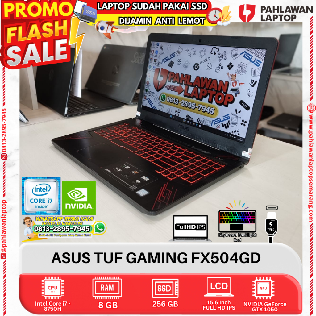 LAPTOP ASUS TUF GAMING FX504GD Core i7 GEN 8 RAM 8GB SSD 256GB HDD 1TB
