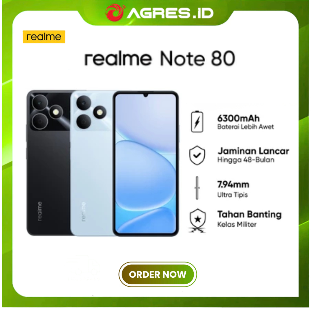 realme Note 80 4/128GB - 6300mAh Baterai - Layar 90Hz - Proteksi ArmorShell - IP54 Tahan Air