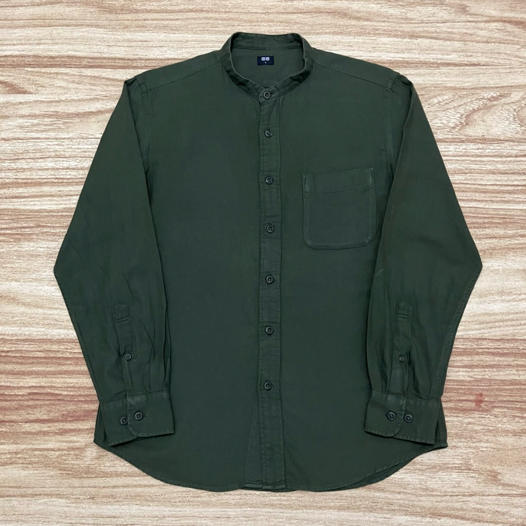 Kemeja Sanghai Flannel UNIQLO Dark Olive Green (S fit M)