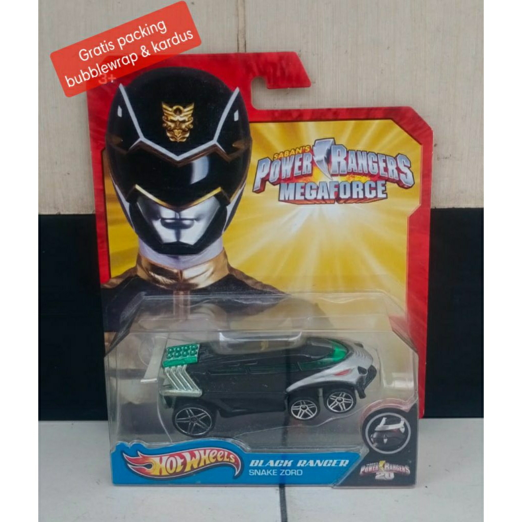 Mainan Mobil Anak Hot Wheels, POWER RANGERS MEGAFORCE "BLACK RANGER-SNAKE ZORD"