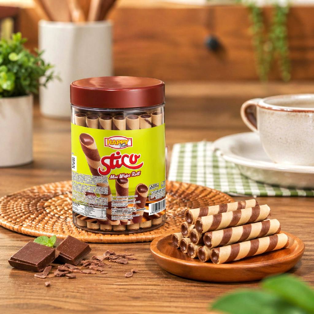 Happy Time Sticu Mini Wafer Roll Cokelat ( Isi 3 Pcs)