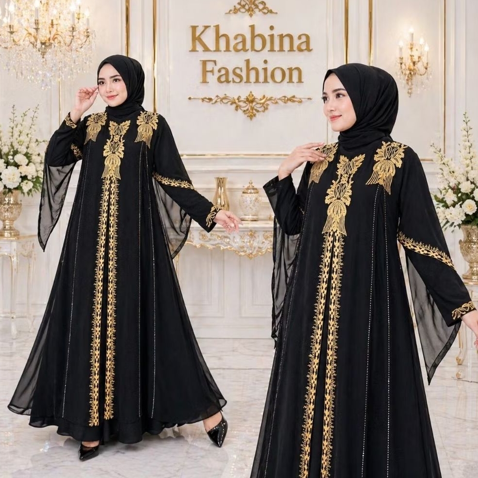 Abaya Premium Terbaru Gamis Abaya Turkey Bordir dan Payet 151 Dress Wanita Muslimah