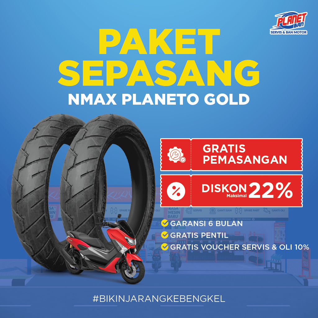 Sepasang Ban NMAX - Ban Motor Depan Belakang NMAX - PLANETO GOLD SC33 Ring 13 110/70 dan 130/70