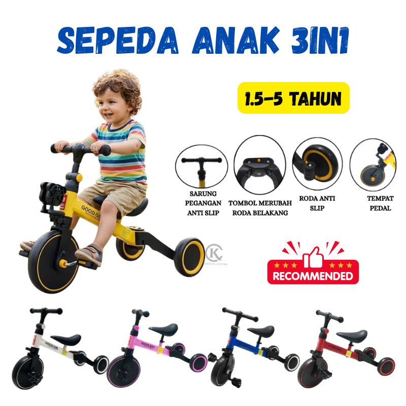 SEPEDA ANAK 3 in 1 GOOD BOY GOOD GIRL BALANCE BIKE MANTAP NEW