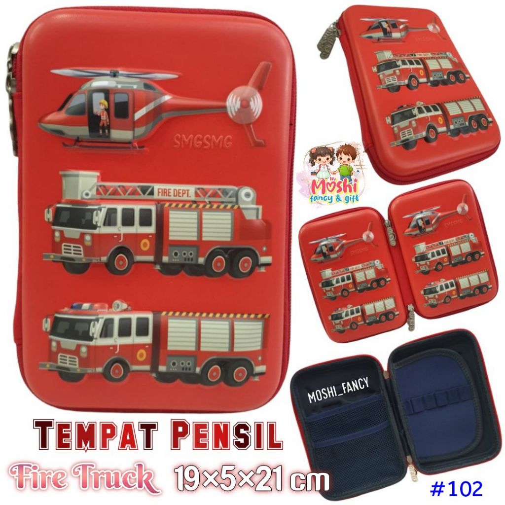 Tempat Pensil Mobil Pemadam /Tempat Pensil Karakter Anak Laki-Laki / Pensil Case Mobil Pemadam Kebak
