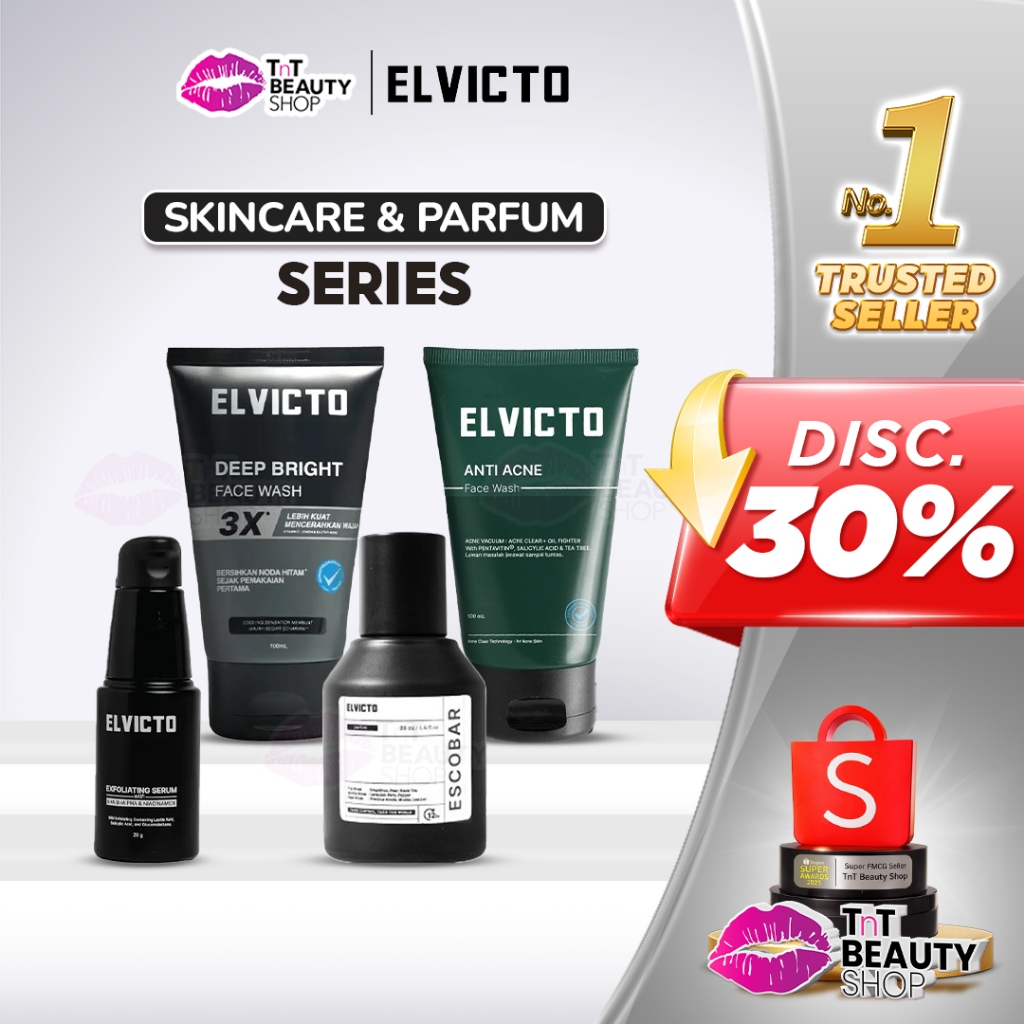 ELVICTO Skincare Series  Pria Perawatan Wajah Jerawat Brightening Serum Moisturizer| TnT Beauty Shop